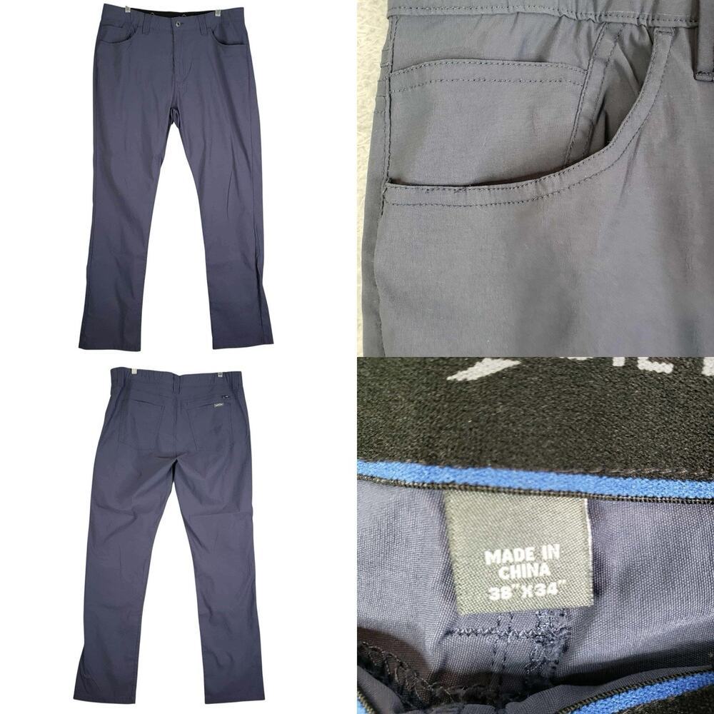 Eddie Bauer Cargo Pants Men's Size 38x34 Blue Gray Straight Leg Nylon Hiking